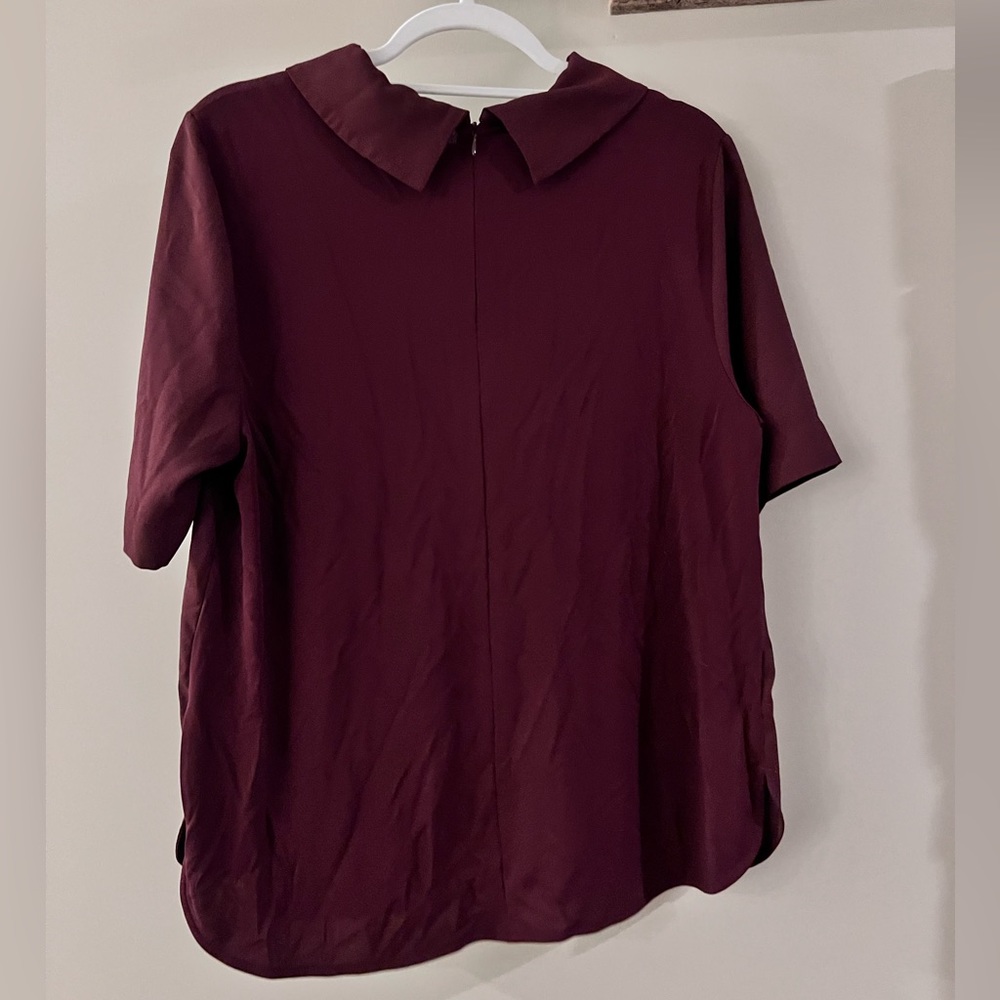 Ann taylor red collar short sleeved blouse m